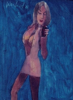 Harry Weisburd, 'Blonde In Bikni ', 2015, original Watercolor, 11 x 14  cm. Artwork description: 11811      Women and men looking for love and romance, Happy Hour  imming hole,          ...