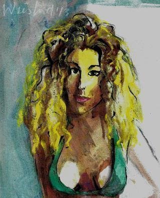 Harry Weisburd, 'Blonde Jennifer', 2013, original Watercolor, 11 x 14  cm. Artwork description: 9435     Portrait of  blonde Jennifer Pen, ink , watercolor . Unframed  ...