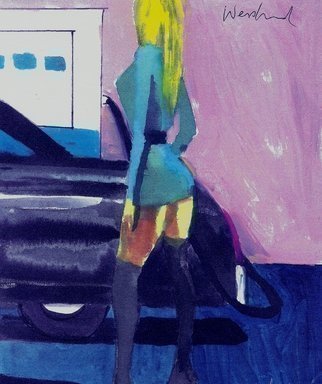 Harry Weisburd, 'California Style Fill Er Up', 2014, original Watercolor, 11 x 14  cm. Artwork description: 15375    Typically dressed California style dress woman, getting gas for her car , Woman is sensual, sexy and erotic                                                                            ...