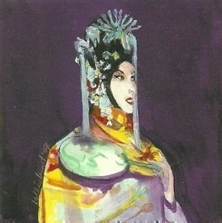 Harry Weisburd, Barb b que for three, 2006, Original Watercolor, size_width{Chinese_Opera_Singer_With_Fan-1332714539.jpg} X 11 inches