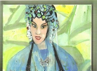 Harry Weisburd, 'Chinese Opera Singer In Blue', 2008, original Watercolor, 12 x 9  x 1 cm. Artwork description: 21711  Chinese Opera Singer in Blue- 300 year old tradition. Men often played both male and female roles. Today Women are also performers and also Dancers and Excellent Acrobats. Style of Opera depends on the city it is performed in. ...