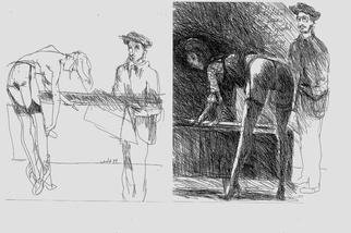Harry Weisburd, 'Degas Drawing Model Homag...', 1994, original Drawing Ink, 12 x 9  cm. Artwork description: 10227  French Artist Edgar Degas drawing, sketching model. Homage to Degas ...