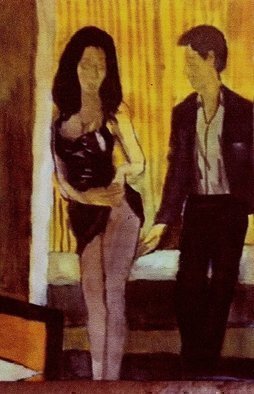 Harry Weisburd, 'Exposure', 2015, original Watercolor, 14 x 17  cm. Artwork description: 12603                 Seeking love and romance , happy hour at a bar                  ...