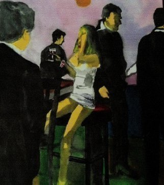 Harry Weisburd, 'Happy Hour', 2015, original Watercolor, 11 x 14  cm. Artwork description: 11811  Looking for love and romance  Woman and men at a bar during Happy Hour looking for love and romance    imming hole,       ...