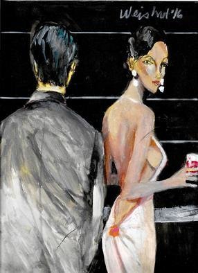 Harry Weisburd, 'Happy HourLove And Romance', 2016, original Watercolor, 11 x 14  cm. Artwork description: 8643      Happy Hour Love and Romance , Man and Woman having a drink                 ...