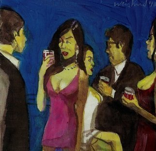 Harry Weisburd, 'Happy Hour 3', 2013, original Watercolor, 14 x 11  cm. Artwork description: 15771   People after work at a bar , celebrating Happy HOur, Love and Romance     5 Earth Goddesses hills, Yin/ Yang Chinese philosophy  Yin feminine forms in Nature. ( Can  you find the Earth Goddessses hidden in the hills ? )                                                                         ...