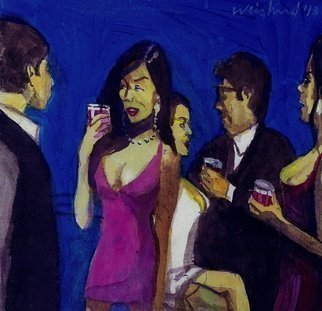 Harry Weisburd, 'Happy Hour  11', 2013, original Watercolor, 11 x 14  cm. Artwork description: 16167    Office friends,  bar, bar flies, pick- up, love, romance, drinks, social, gathering , people                                                                       ...