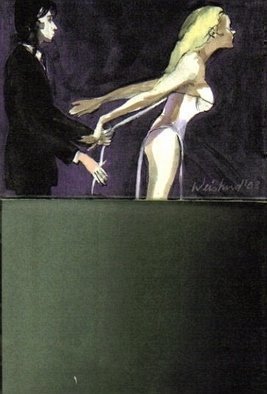Harry Weisburd, 'Help, Pull My Strap', 2009, original Watercolor, 12 x 24  cm. Artwork description: 21315  Watercolor on Canvas ...