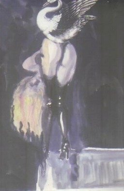 Harry Weisburd, 'Leda And The Swan', 2006, original Watercolor, 18 x 24  x 1 cm. Artwork description: 22899  Erotic figure of LEDA bending over while Swan is on top.This painting is a contemporary version of the Myth of Leda and the Swan ...