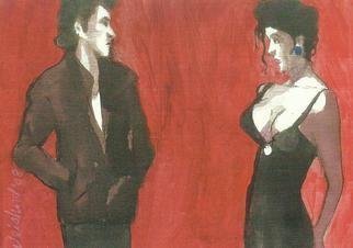 Harry Weisburd, 'Like What You See', 2008, original Watercolor, 14 x 11  cm. Artwork description: 16959     woman, female, erotic, realistic, figurative , couple, male, man, romance, love,                                                                        ...