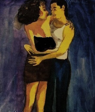 Harry Weisburd, 'Love And Romance 1', 2015, original Watercolor, 11 x 14  cm. Artwork description: 11415             Love and Romance, couple, hugging each other                     ...