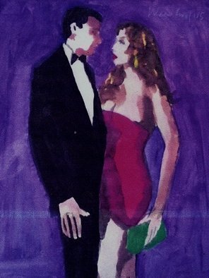 Harry Weisburd, 'Love And Romance 3', 2015, original Watercolor, 11 x 14  cm. Artwork description: 11415                Love and Romance, couple, hugging each other                        ...