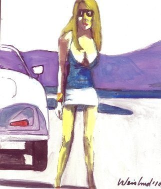 Harry Weisburd, 'Miss Hot Rod', 2010, original Watercolor, 11 x 14  x 1 cm. Artwork description: 16563        Car, woman , erotic, figurative, realism.                                                                                       ...