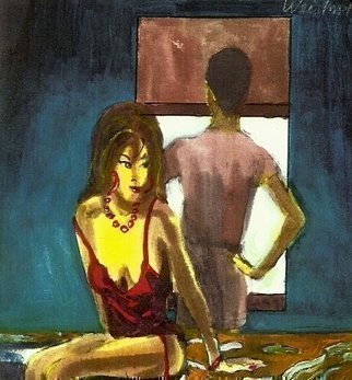 Harry Weisburd, 'Morning After, NIght Before 3D', 2011, original Watercolor, 12 x 12  x 1 cm. Artwork description: 18939  Realism, Figurative, Female, woman,  realistic, erotic, sensual, love, romance, couple, man, male realism , 3D ...