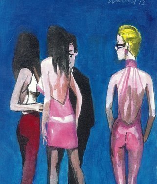Harry Weisburd, 'Myths Judgement Paris 3 Graces', 2013, original Watercolor, 11 x 14  cm. Artwork description: 16563   Traditional painted watercolor, converts to 3D image with complimentary  3D chroma depth , clear lens glasses with order                                                                                         ...