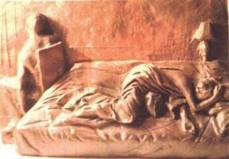Harry Weisburd, 'NIGHT COUPLE', 2002, original Sculpture Bronze, 12 x 9  x 2 cm. Artwork description: 22899 Night Couple is a bronze bas relief sculpture. Couple going  to sleep at night...