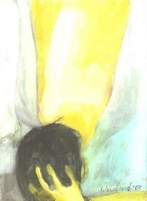 Harry Weisburd, 'OPEN BLOUSE', 2007, original Watercolor, 11 x 16  cm. Artwork description: 22899  ORIGINAL WATERCOLOR ON STRETCHED CANVAS, 12 INCHES WIDE X 16 INCHES HIGH.PRICE: l $750LIMITED EDITION OF 50, COLOR XEROX PRINT, 11 INCHES WIDE X 16 INCHES HIGH, SIGNED AND NUMBERED BY THE ARTIST.PRICE: $50 EACH, UNFRAMED ...