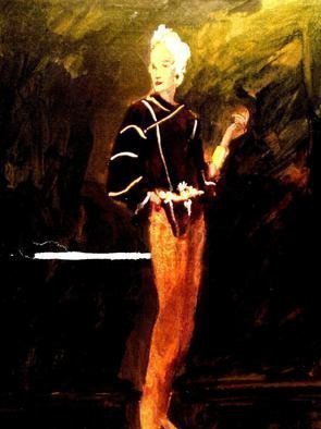 Harry Weisburd, 'Orange Pants ', 2013, original Watercolor, 18 x 24  cm. Artwork description: 7851  Woman wearing orange pants with striped blouse Watercolor  ...
