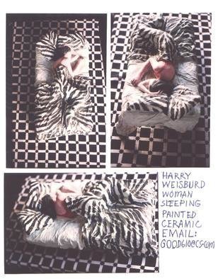 Harry Weisburd, Barb b que for three, 2001, Original Sculpture Bronze, size_width{Sleepingwoman-1008989141.jpg} X 5 inches