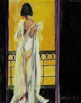 Harry Weisburd, 'The White Gown', 2010, original Watercolor, 11 x 14  x 1 cm. Artwork description: 14979     Woman in white gown, lingerie Erotic , sensual work.   ...