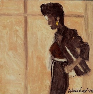 Harry Weisburd, 'Woman In Gray Dress', 2014, original Watercolor, 12 x 12  x 1 cm. Artwork description: 15375  Woman in gray dress, female, fashion,   ...