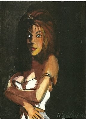 Harry Weisburd, 'Woman In White', 2010, original Watercolor, 11 x 14  cm. Artwork description: 20127         Watercolor on Canvas        ...