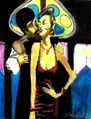 Harry Weisburd, 'Found Mr Right', 2011, original Painting Acrylic, 12 x 16  cm. Artwork description: 4683 Sensual erotic looking woman finds Mr Right  Looking for love and romance in the right place ....