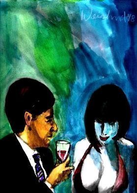 Harry Weisburd, 'Happy Hour 42', 2018, original Watercolor, 9 x 12  cm. Artwork description: 4287 Love and romance, Happy Hour ...
