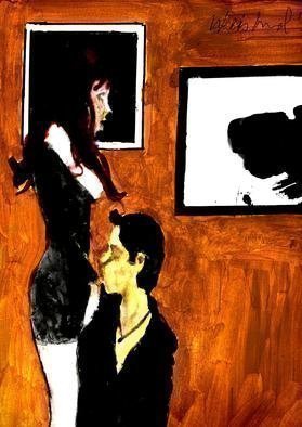 Harry Weisburd, 'Kneeling Lover', 2018, original Watercolor, 9 x 12  cm. Artwork description: 4287 Love and romance,  kneeling man  loving standing woman ...