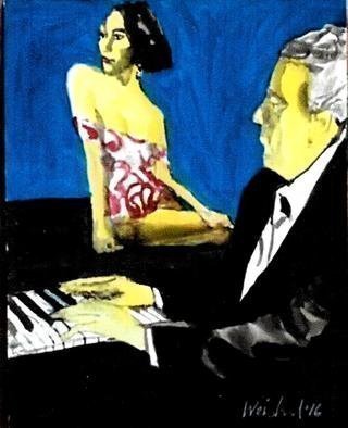 Harry Weisburd, 'Pianist And Muse', 2016, original Watercolor, 11 x 14  cm. Artwork description: 7059 Pianist  with muse ...