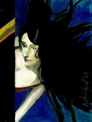 Harry Weisburd, 'Rainbow Hair', 2008, original Watercolor, 11 x 14  cm. Artwork description: 6267 Rainbow and woman with flowing black hair ...