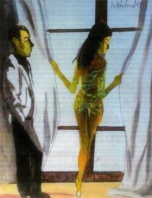 Harry Weisburd, 'See Through Dress', 2017, original Watercolor, 11 x 14  cm. Artwork description: 5475 Sensual woman in see through dress by window with man ...