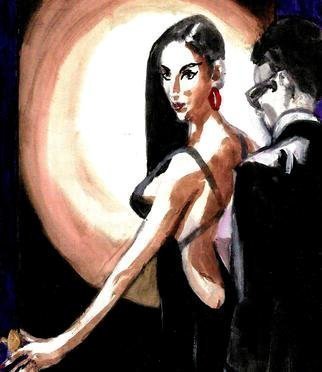 Harry Weisburd, 'Welcome Said Spider To Fl', 2013, original Watercolor, 11 x 14  cm. Artwork description: 5871 Sensual sexy woman welcoming man guest ...