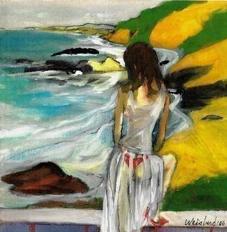 Harry Weisburd, 'Woman In Red Thong By The Sea', 2006, original Watercolor, 12 x 16  cm. 