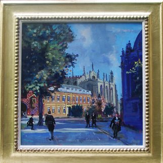 David Welsh; Burning Bush Eton 2, 2013, Original Painting Oil, 12 x 12 inches. Artwork description: 241  Eton College was founded by Henry VI and is arguably the most elite school for boys aged 13 to 18 in the world. The Burning Bush in the centre of Eton is a favourite meeting place for boys, staff and relatives. The ornate wrought iron street light ...