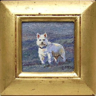 David Welsh; One Westie, 2013, Original Painting Oil, 4 x 4 inches. Artwork description: 241   A west highland terrier  ...