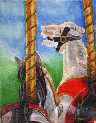 Wendy Goerl; Ill Follow You, 2013, Original Painting Acrylic, 8 x 10 inches. Artwork description: 241    An unusual angle I discovered of the carousel at my county fair. On canvas panel. Fits most 8x10