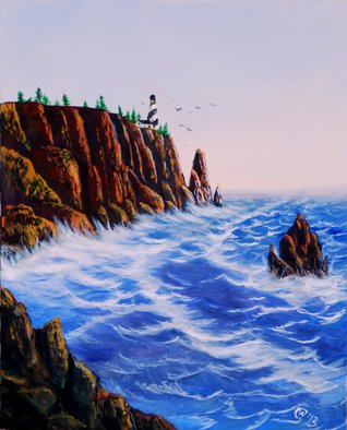Wendy Goerl; Lighthouse Territory, 2013, Original Painting Acrylic, 16 x 20 inches. Artwork description: 241   The kind of seaside that needs a lighthouse. On stretched canvas.  ...