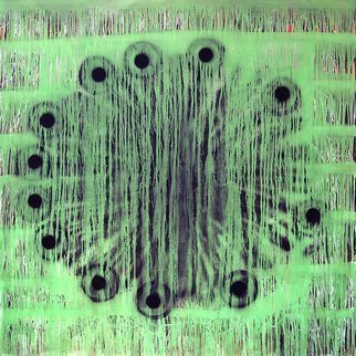 William Dick, 'LINN', 2015, original Painting Encaustic, 240 x 240  x 10 cm. Artwork description: 1758                                                 Description:  The painting portrays a powerful sense of illumination and generates a spiritual atmosphere through its repainting. The geometric patterns are inspired by both ancient tribal symbols and a fascination with the geological formations of the landscape. Each painting therefore evolves out of itself, layer on layer, ...