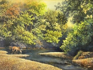 Deborah Wilson; James River Morning, 2022, Original Watercolor, 20 x 15 inches. Artwork description: 241 Our son and his family have a stretch of the James River that runs at the back of their property.  They have spent many fun afternoons there with their boys, playing in the river. ...