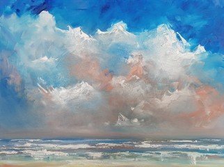 Wim Van De Wege; Banjaard Beach 1, 2017, Original Pastel Oil, 80 x 60 cm. Artwork description: 241 The beautiful clouds sky above the Banjaard Beach in 08 August 2017Oil on canvas 80x60 cm framed in blank floateraEURoeThe beach is not a place to workto read, write or to thinkAnne Morrow LindberghProduct Information- Painted on quality canvas 80x60 cm- The artwork has ...