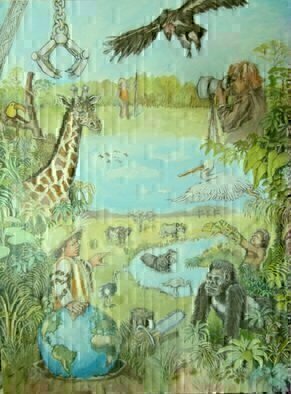 Wendy Lippincott, 'Tropical Depression', 2016, original Painting Oil, 32 x 48  x 1 inches. Artwork description: 1911  Animal, Jungle, Rain Forest, Ecology                         ...