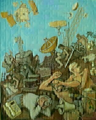 Wendy Lippincott; Babel, 2020, Original Painting Oil, 24 x 30 inches. Artwork description: 241 Communications Breakdown...