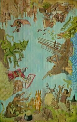 Wendy Lippincott; Fantocrasy, 2015, Original Painting Oil, 50 x 80 inches. Artwork description: 241 Fantasy Images...