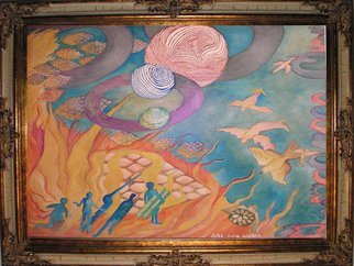 Dana Wodak; Cosmos, 1998, Original Painting Oil, 40 x 45 cm. Artwork description: 241  spiritual cosmic univers art realistic oilpaintings in thin layers of colour  fineart DanaWodak ...