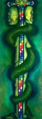 Dana Wodak; Kundaliny, 2016, Original Painting Oil, 60 x 180 cm. Artwork description: 241  spiritual cosmic univers art realistic oilpaintings in thin layers of colourfineart DanaWodak ...