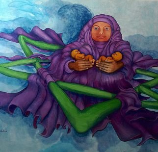 Dana Wodak; Mother Earth, 2014, Original Painting Oil, 120 x 100 cm. Artwork description: 241  spiritual cosmic univers art realistic oilpaintings in thin layers of colewr ...