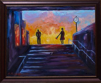 Olga Bavykina; Date, 2018, Original Painting Oil, 40 x 30 cm. Artwork description: 241 People meet each other, but pass by . . . These are the realities of the modern world - loneliness. ...