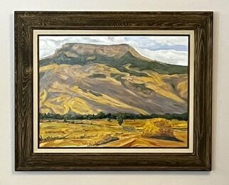 Henry Woody Lindenmeyr; Flattop Mt, 2022, Original Painting Oil, 24 x 18 inches. Artwork description: 241 This is a barn wood, framed, oil on canvas rendering of Flat Top Mt in the middle of the Gunnison valley corridor. The painting was made off the Jack s Cabin cutoff road one fall and has a palette to match the season.  ...