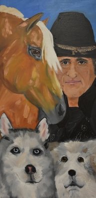 Susan Snow  Voidets ; The Pale Horse, 2019, Original Painting Oil, 15 x 30 inches. Artwork description: 241 This is a oil painting of Johnny Cash with a beautiful palomino horse and two rescue dogs. I have done a series of the Highwaymen of all of them will be listed. The colors are brilliant and the collection will impress you ...